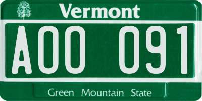 VT license plate AOO091