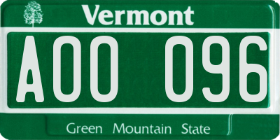 VT license plate AOO096