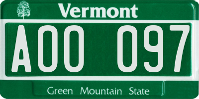 VT license plate AOO097