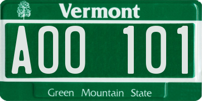VT license plate AOO101