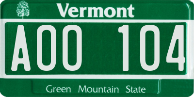 VT license plate AOO104