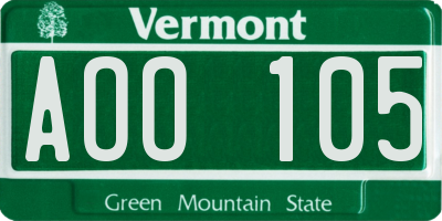 VT license plate AOO105