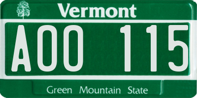 VT license plate AOO115