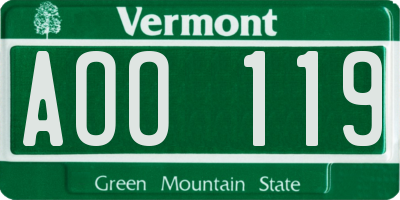 VT license plate AOO119