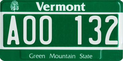 VT license plate AOO132