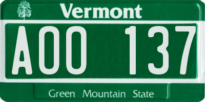 VT license plate AOO137