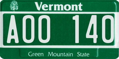 VT license plate AOO140