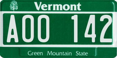 VT license plate AOO142