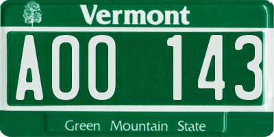 VT license plate AOO143