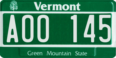 VT license plate AOO145