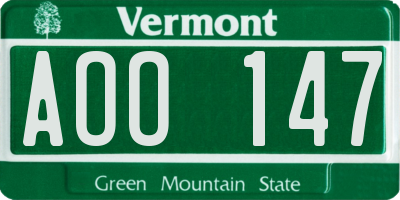 VT license plate AOO147