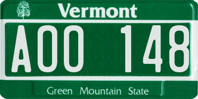 VT license plate AOO148