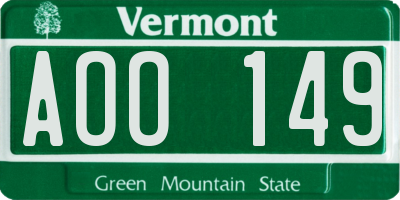 VT license plate AOO149