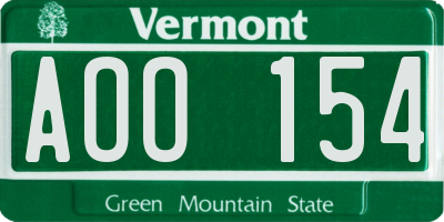 VT license plate AOO154