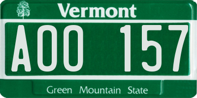 VT license plate AOO157