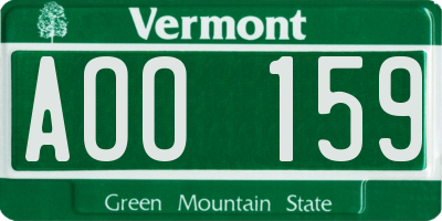 VT license plate AOO159