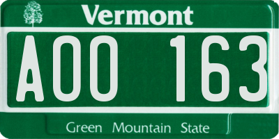 VT license plate AOO163