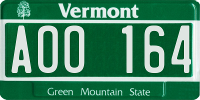 VT license plate AOO164