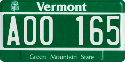 VT license plate AOO165