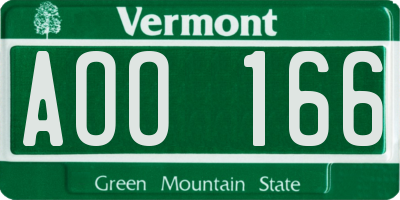 VT license plate AOO166