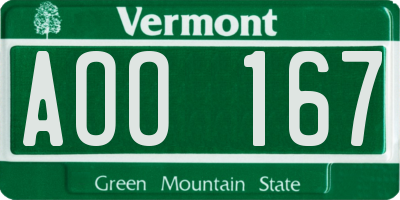 VT license plate AOO167