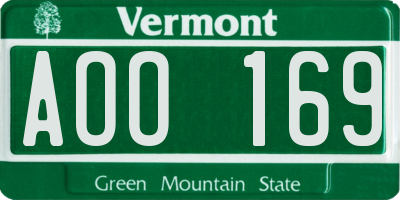 VT license plate AOO169