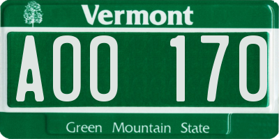 VT license plate AOO170