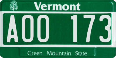 VT license plate AOO173