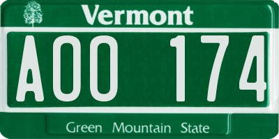 VT license plate AOO174