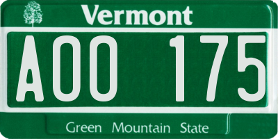 VT license plate AOO175