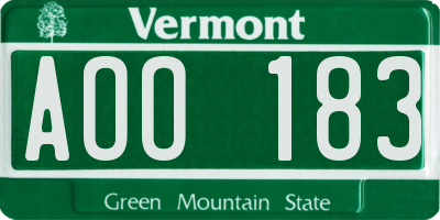 VT license plate AOO183