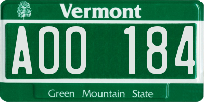 VT license plate AOO184