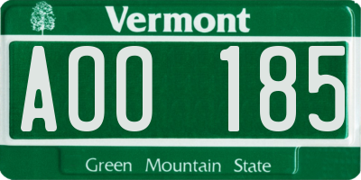 VT license plate AOO185