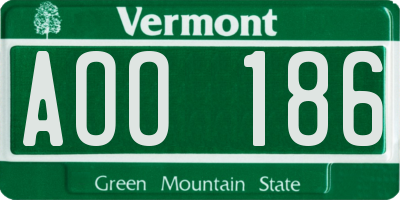 VT license plate AOO186