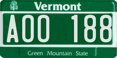 VT license plate AOO188