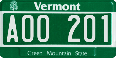 VT license plate AOO201