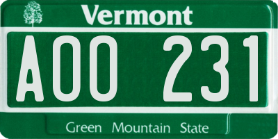 VT license plate AOO231