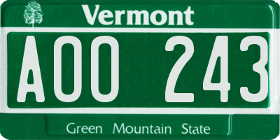 VT license plate AOO243