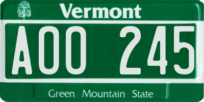 VT license plate AOO245