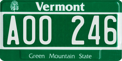 VT license plate AOO246