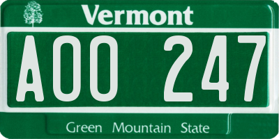 VT license plate AOO247