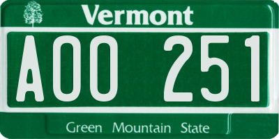 VT license plate AOO251