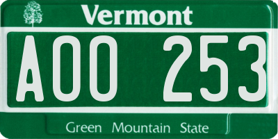 VT license plate AOO253