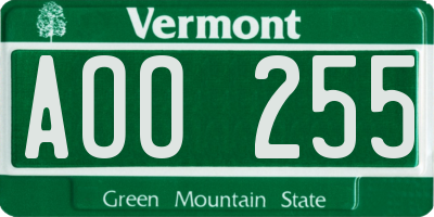 VT license plate AOO255