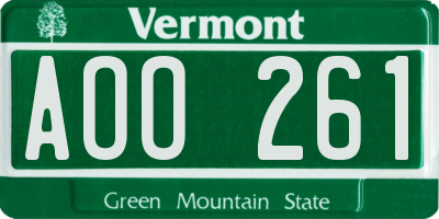 VT license plate AOO261