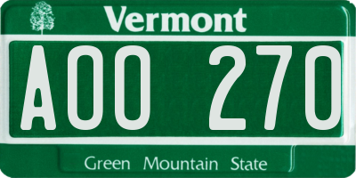 VT license plate AOO270