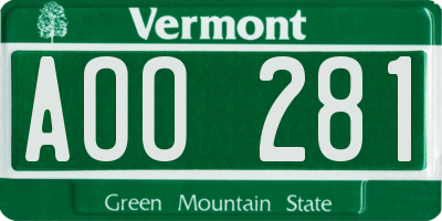 VT license plate AOO281