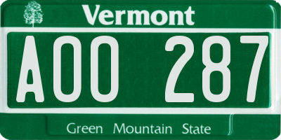 VT license plate AOO287