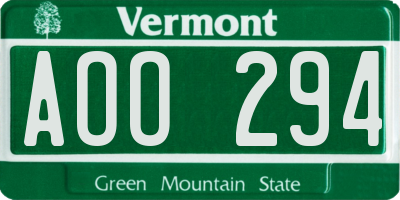 VT license plate AOO294