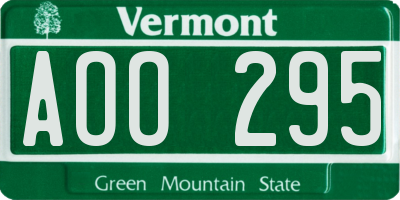 VT license plate AOO295
